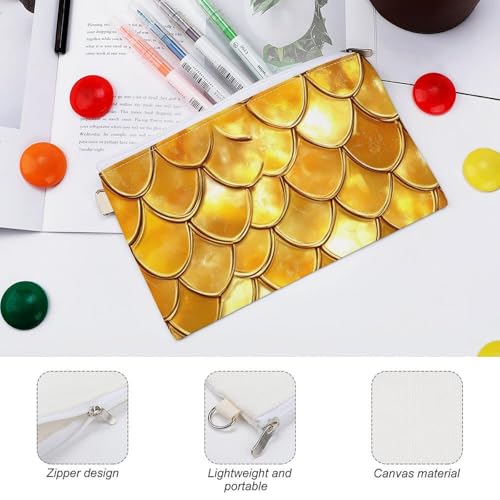 Golden Shiny Dragon Scale Fashion Coin Purse Change Makeup Bag Canvas Pencil Pouch Travel3