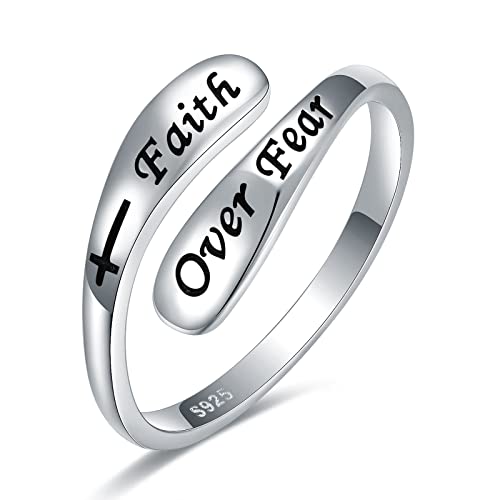 925 Sterling Silver Inspirational Adjustable Rings - Personality Encouragement Jewelry Gift For Women