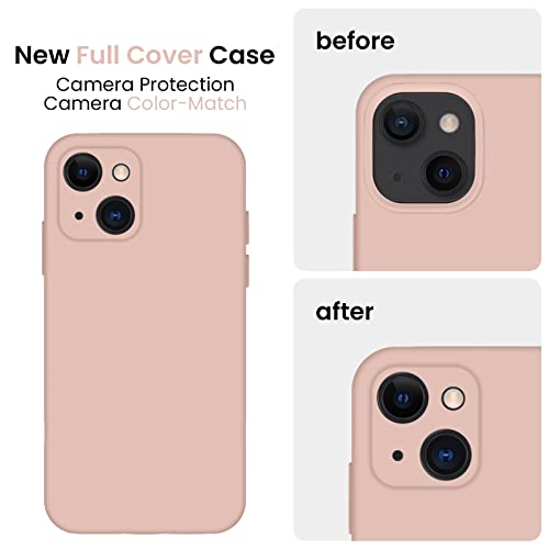 Image of FireNova Designed for iPhone 13 Case, Silicone Upgraded [Camera Protection] Phone Case, Soft Anti-Scratch Microfiber Lining Inside, 6.1 inch, Pinksand