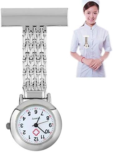 Tangyongjiao Fashionalbe Watches Portable Alloy Nurse Round Quartz Wristwatch Watch with Pin(Silver)