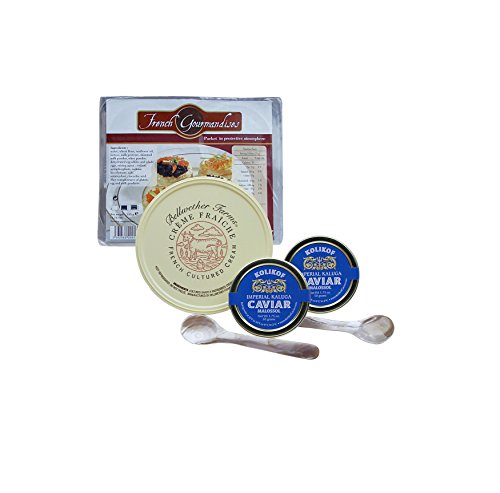 Kolikof Imperial Kaluga Sturgeon Caviar Tasting Gift Set & Accompaniments - 100g / 3.5 oz.