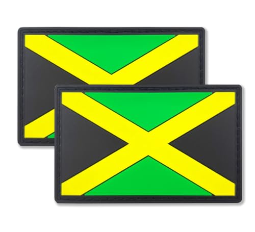 QQSD Jamaica Flag Patch Jamaican Tactical Military Patches - PVC Hook and Loop Fastener, 2 Pack