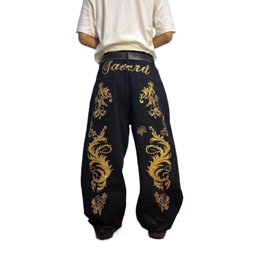 Y2K Retro Letter Flower Embroidered Jeans, Children's Summer Design Sense Floor dragging Curved Knife Pants3