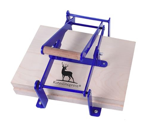 Hand lino Press Machine, Linocut Linoleum Etching Relief Block Printing, Hand Lever Press, P Blue A3