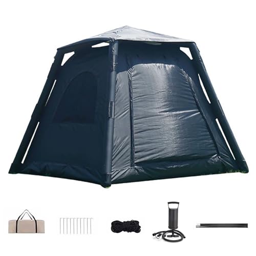 Aufblasbare Zelt, Campingzelt mit Pumpe, 2/4/6/8 Personen Zelte für Camping Wasserdicht Big Air Haus Zelt mit Mesh Fenster Einfache Einrichtung Glamping aufblasen Zelte mit große Apsis,Schwarz Sport & Freizeit
