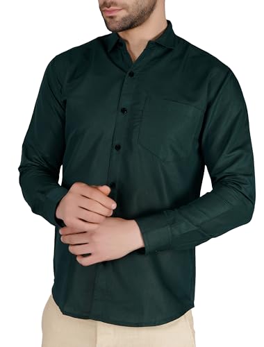 Image of Mens Slim fit Solid Casual Cotton Shirt with Spread Collar and Full Sleeves || Suitable for Office wear