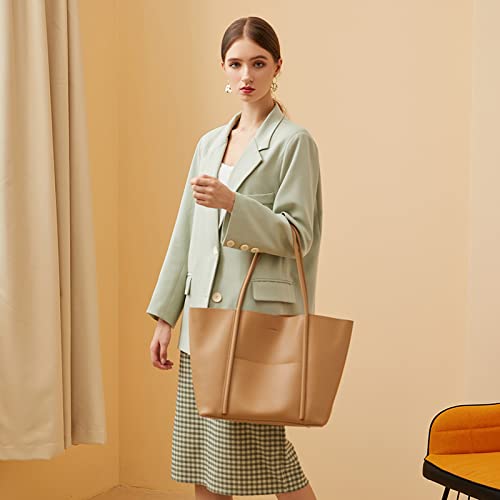 Prawdziwa skóra bydlęca - torebka damska na zakupy prezenty dla kobiet duża pojemność crossbody zamek błyskawiczny praca dojeżdżający do pracy na ramię vintage, Herbata mleczna, Large