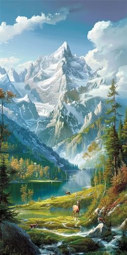 Diamond Painting Grand Format 100x200cm Cerf 5D pour Déco Salon WE-1313