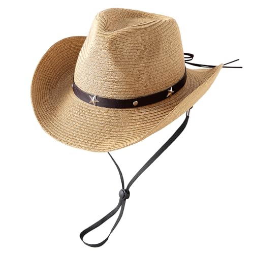 Jastore Kids Toddler Western Cowboy Hat Summer Beach Straw Sun Hat Cowgirl Hat for Girls Boys