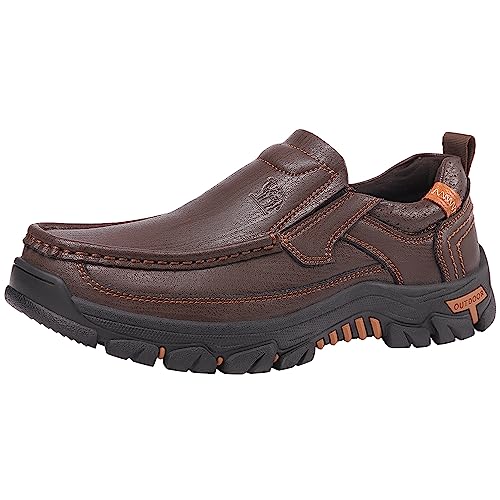 CAMEL CROWN Mens Slip-On Loafer Hands Free Casual Walking Shoes Dress Comfortable for Work Brown