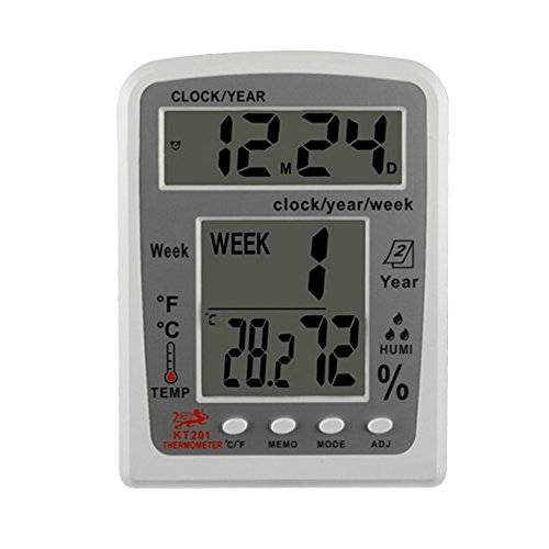 KT201 Digital LCD Thermometer Hygrometer Elektronische Temperatur Feuchtigkeit Meter Wetterstation Indoor Outdoor Tester Wecker