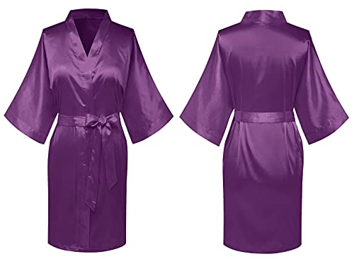 Image of Women's Pure Short Silky Robes Bridesmaid Bride Party Satin Robes Sleepwear
