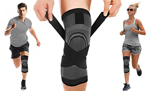Knee Sleeve, Compression Fit Support - Knee Wrap for Joint Pain Arthritis Relief, Sport Knee Strap (Large, Black)
