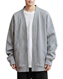 [Poperdision] カーディガン メンズ 秋服 ジップ アップ vネック 大きいサイズ ゆったり シンプル オシャレ おしゃれ ビジネス カジュアル 柔らかい肌触り 無地 アウター 男女兼用 grey-M