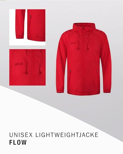 JAKO Unisex Lightweightjacke Light Flow, rot, M – Ansicht 4