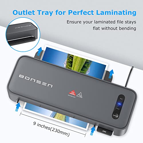 BONSEN Laminator, 0-Second Fast Warm-Up Laminator Machine, 9 Inches Personal Thermal Laminator for Home School Office Teachers Card Classroom, A4 Hot Cold Lamination Machine with 20 Laminating Pouches