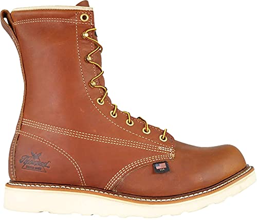 Thorogood American Heritage 8” Steel Toe Work Boots For Men - Full-Grain Leather With Round Toe, Slip-Resistant Wedge Outsole And Comfort Insole; Eh Rated, Tobacco Oil-Tanned - 10.5 D #TOP1