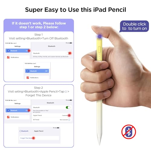 Image of DEGGE Stylus Pen for iPad 2018-2025, 15Mins Fast Charge for Apple Pencil, Palm Rejection, Compatible with iPad A16 11 /10 /9 /8 /7 /6, iPad Pro M5 /M4 /12.9 inch /11 inch, iPad mini 7 /6 /5, iPad Air M3 /M2 /5 /4 /3