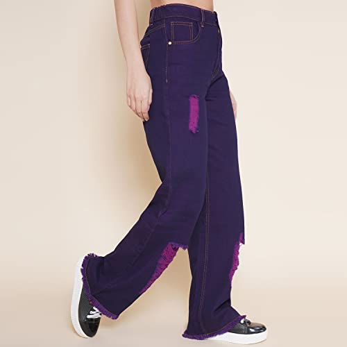 Image of Denim Straight Fit Jeans for Women | Full Length | Distress Jeans for Women Stylish | High Waist Jean for Woman