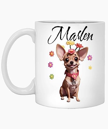Personalized Chihuahua Name Marlen Chihuahua Name Mug, Chihuahua Gift, Chihuahua Owner, Dog Lover Gift, Dog Owner Gift, Chihuahuas, Floral Dog Mug