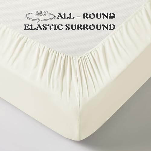 Image of KKJIAF 3 Piece Toddler Sheet Set Microfiber, Includes a Flat Sheet, a Fitted Sheet and a Ruffle Pillowcase, Beige