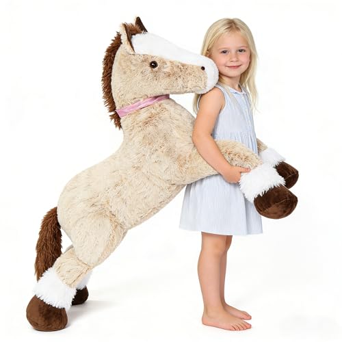 Image of MaoGoLan Giant Horse Stuffed Animal, Large Horse Plush Toy for Girl Kid Boy, Realistic Stuffed Pony Plush Pillow for Mother's Day Birthday Gift Baby Shower Party Favor Decor, 47 inches, Brown