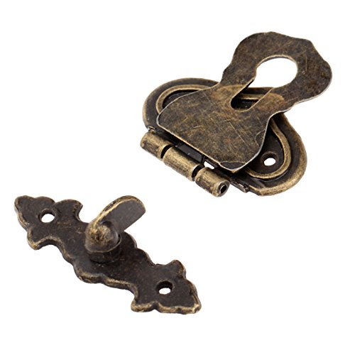Image of 1pc Lock Hasp Hook Metal 5 Screws Retro Bronze Decorative Wooden Box Case Chest Padlock Vintage Iron Hardware 63x47mm