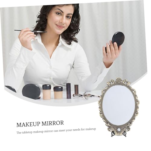 WOONEKY 1 Unidade Espelho Com Alça Espelho De Mão Estilo Vintage Ferramenta De Maquiagem Espelho De