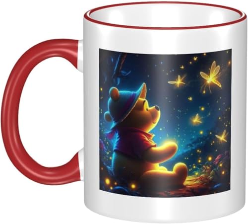 男女贈り物ク マのプーさん 耐熱カップ セラミック ティーカップ 陶器 マグ マグカップ コーヒーカップ かわいい セラミック おしゃれコップ かわいい 景品 マグ 贈答品 Red