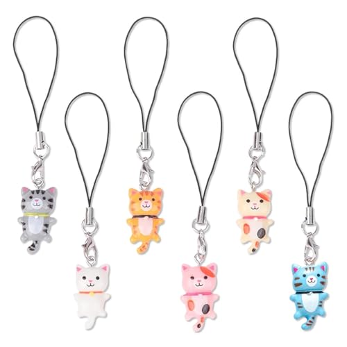 JYNXOR 6 Pezzi Ciondolo per Cellulare, Portachiavi Kawaii, Ciondolo a Forma di...