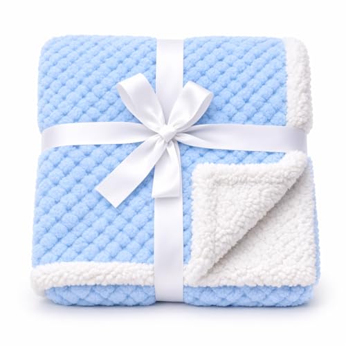 Image of BRANDONN Premium Baby Blanket 100x75 cm - Ultra Soft Flannel Sherpa Newborn Blanket for Winter, AC, Stroller, Crib, Travel (0-12 Months)