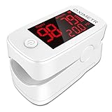 NKARE Pulsioxímetro Profesional de Dedo - Medición Precisa SpO2 y Frecuencia Cardíaca, Medición Oxígeno en Sangre y PPM, Pantalla LED, Apagado Auto, Para Adultos y Niños, Pilas AAA (No Incluidas)