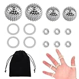 4 Igelball Massageball & 10 Akkupressurringe, Magnetische Igelbälle, Akupressur Ringe Set, Akupressurring Finger Massageringe, Skills Borderline Set für Fingermassagering, Igelball für Stress Relief