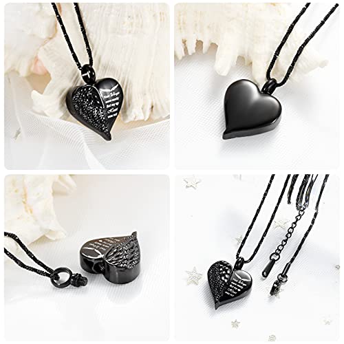 Yinplsmemory Love Heart Urn Necklace for Ashes Keepsake Memorial Cremation Jewelry Stainless Steel Angel Wing Heart Urn Locket Ashes Holder Memorial Urn Jewelry for Human/Pet Ashes3