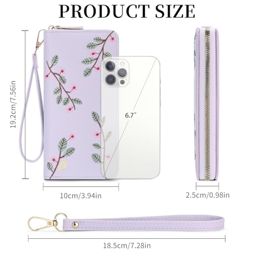Image of RNIEGA Womens Wallet RFID Blocking Vegan Leather Zipper Around Ladies Wallets Long Clutch Purse with Wristlet