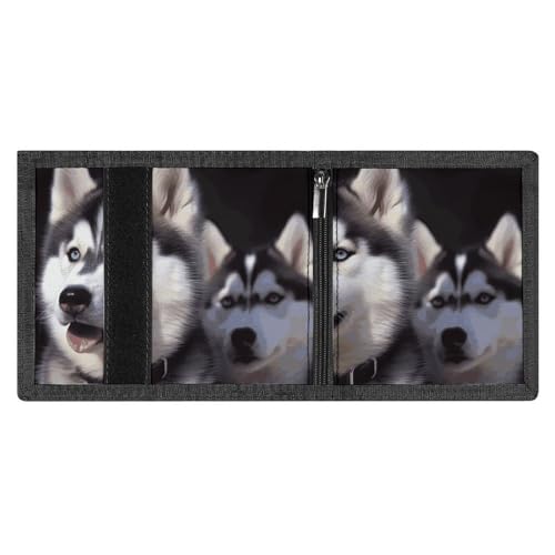 Husky Dog Trifold Wallet for Men - Money Clip Slim Wallets with Multiple Card Slots Minimalist Small Front Pocket Wallet for Everyday Carry4