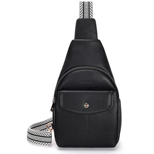Missnine PU Leather Sling Bag for Women Anti-theft Crossbody Large Sling Backpack Travel Bag Purse