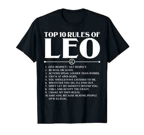 Horoscope Symbols Astrology Sign Top 10 Rules Of Leo T-Shirt