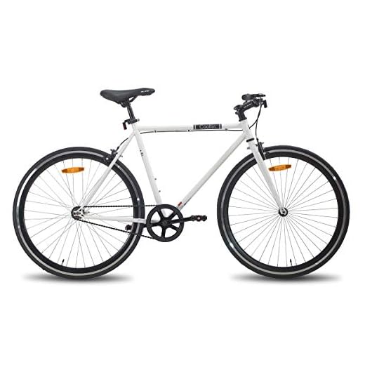 Hiland Road City Bike Urban City Commuter Bicycle 700C Wheels with Single-Speed White 54CM