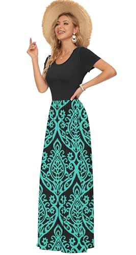 Image of AUSELILY Women's Classic Short Sleeve Loose Plain Casual Long Maxi Dresses for Women 2026