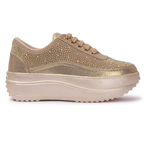 Image of Vendoz Women Party & Wedding Bridal Sparkling Glittery Crystal Sneakers CNV4030
