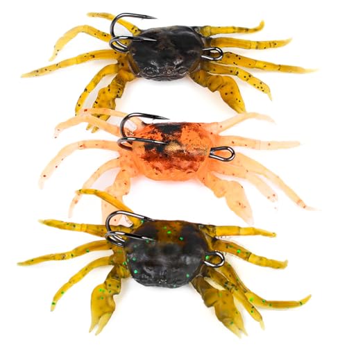 ieron Cebos de Pesca de lubina Cebos Artificiales Cebos de Cangrejo con anzuelos Cebo de Pesca de Cangrejo de simulación para Pesca en Agua Salada y Dulce