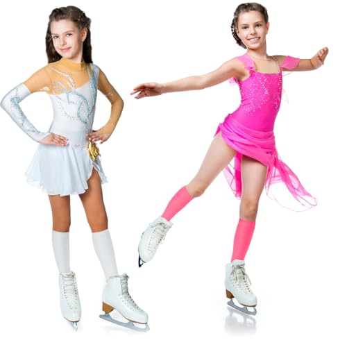 Image of SATINIOR Women Girls Ice Skating Socks | Tight High Knee Nylon Socks for Skating Activities Women and Girls, Compatible with Ice Skates and Roller Skates