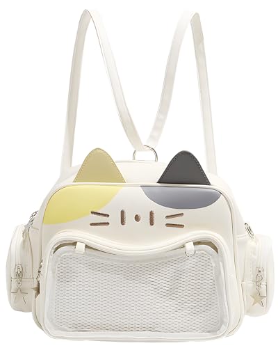 VOUSXLLEZ Cute Cat Ita Bag Pin Display Backpack,Shoulder Crossbody,Kawaii Purse with Insert,for Kpop Anime (Pins NOT Included) (Calico Cat)