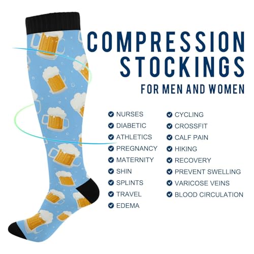 Image of SHJI Compression Socks for Women Sock Men Knee High Stockings for Running Athletic Hiking Cycling