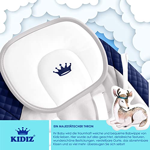 KIDIZ® Babywippe Babyschaukel mit 5 Geschwindigkeitseinstellungen zusammenklappbarer Baby Wippe Schaukel Babyhochstuhl mit Spielbogen Spielzeugen 5 beruhigende Naturgeräusche, Blau