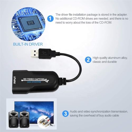 Image of HDMI to USB 3.0 Audio Video Capture Card, Full HD UP to 1080P 60fps Live Video Recorder Game Capture Card for Laptop High Definition Acquisition, Live Broadcasting