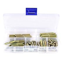 110pcs Hanger Bolts, M4 Dowel Screw Iron Double Ended Screws Zinc Plating Self Tapping Threaded Rods Bars Studs Woodworking