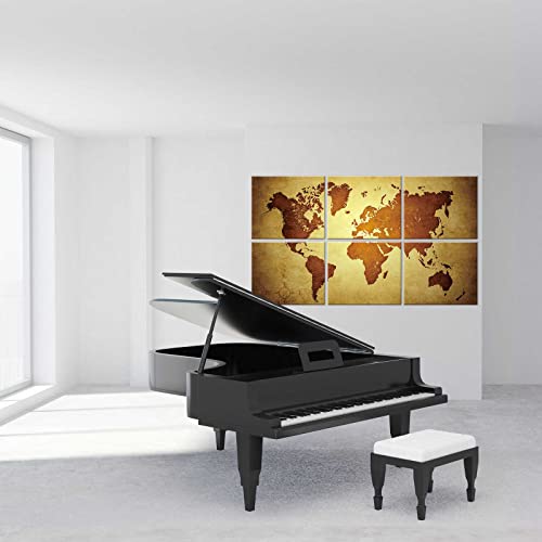 Jber Wall Art Vintage World Map Painting On Fiberboard, 6 Panels Spliced Into A Large Self-Adhesive Wall Decorative Art Pictures, Wall Decor For Living Room, Bedroom, Office. 47.2" X 27"X 0.4" #TOP6