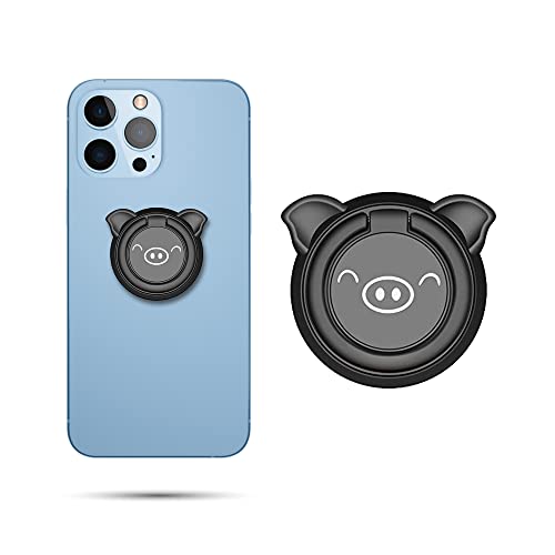 Image of Regor Finger Grip & Mobile Holder | Mobile Stand | Cell Phone Grip Holder for Hand & Mobile Back Holder Grip | Selfie Holder & Works as iPhone Stand & Android Phone Stand for Desk - Pig Black